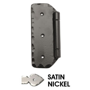 6" Rustic Butt Hinge Plate for use with 33" flat end spear hinge. Elegance Satin Nickel finish.
