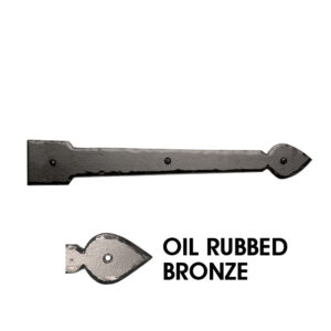 16 in. Rustic Spear End Hinge w/Flat End; Oil Rubbed Bronze