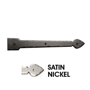 16 in. Rustic Spear End Hinge w/Flat End; Satin Nickel