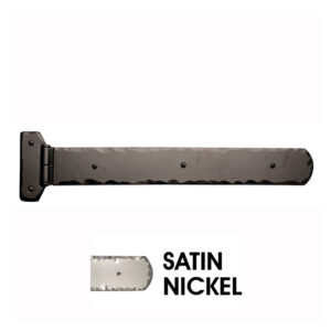 17” Rustic Mission Hinge Assembly w/Lip & Butt Plate; Satin Nickel