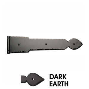 16” Rustic Ranch Spear End Hinge w/Butt Pin; Dark Earth