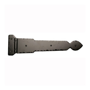 16” Rustic Ranch Spear End Hinge Assembly w/Lip & Butt Plate; Black