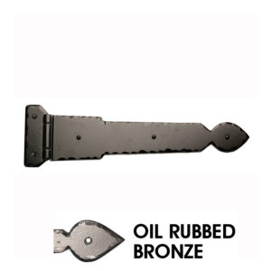 16” Rustic Ranch Spear End Hinge Assembly w/Lip & Butt Plate; Oil Rubbed Bronze