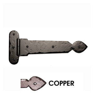 16” Rustic Ranch Spear End Faux Hinge Assembly; Copper