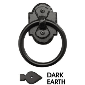 4 1/2” Rustic Ring Pull w/Backer Plate & Keeper; Dark Earth