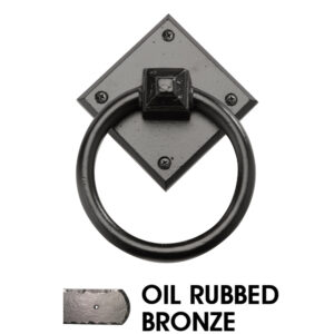 4 1/2” Diamond Shaped Rustic Mission Ring Pull; Oil Rubbed Bronze