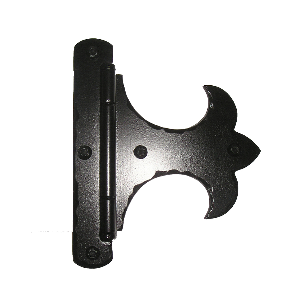 12 in. x 8 in. Rustic Fleur de Lis 2pc Offset Hinge Assembly; Black